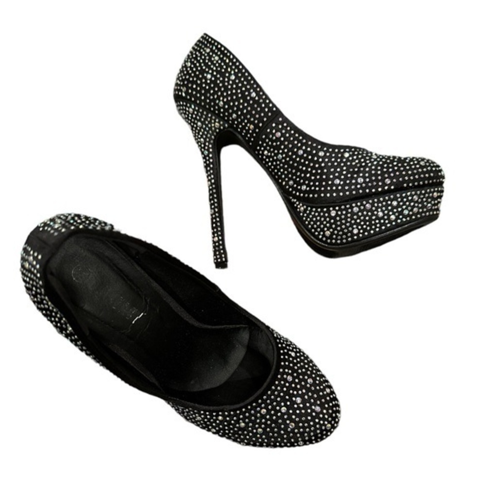 DELICACY DELUXY PLATFORM DANCE CLUB STILETTO BLING JEWELED SHOES 6.5